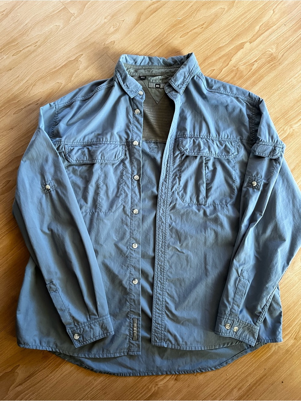 Gorpcore utility hiking REI men’s button up 50 UPF shirt